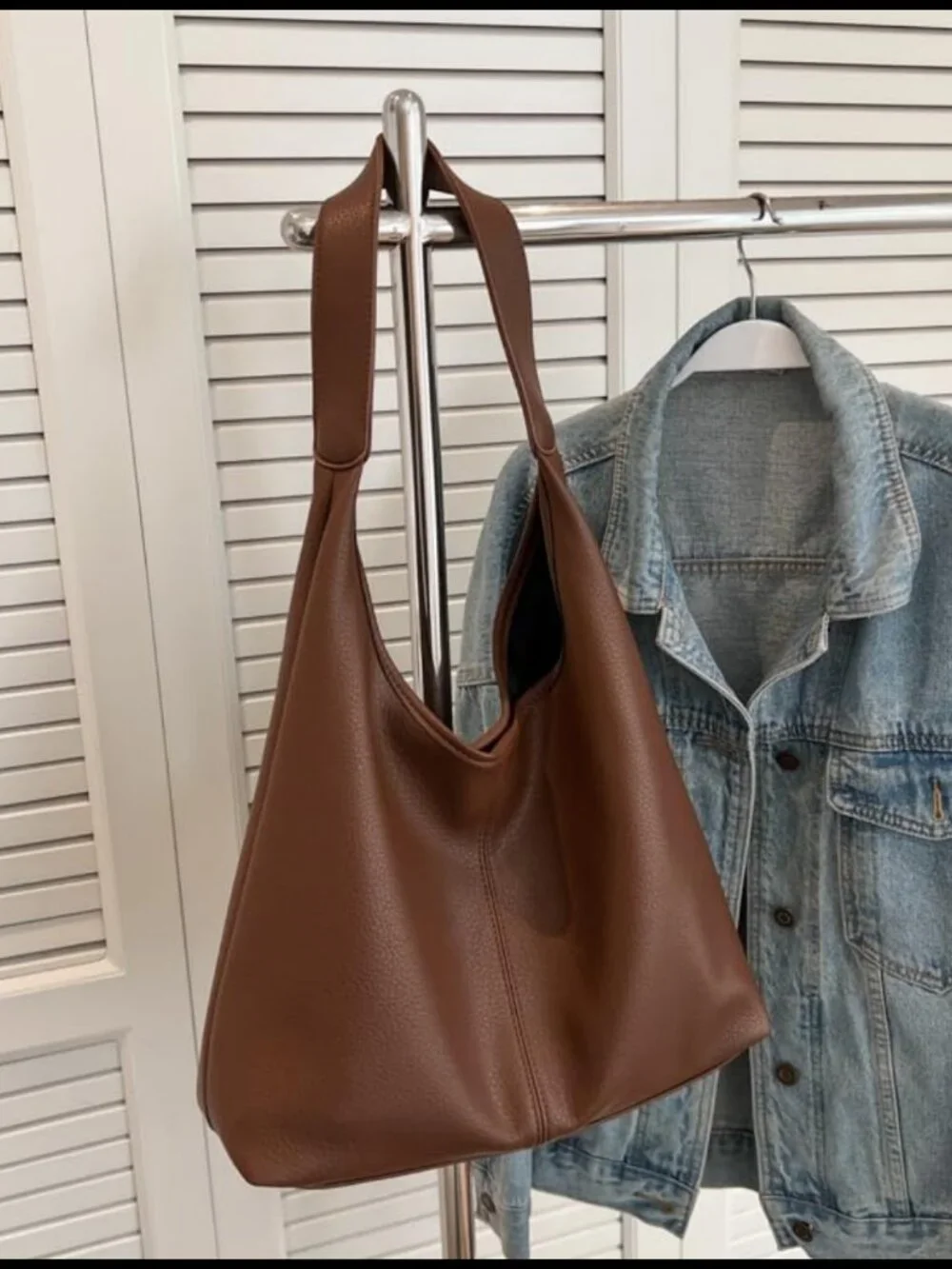 Soft PU Leather Slouchy Hobo Tote Bag 2pc Set Shoulder Purse